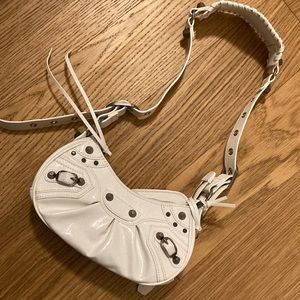 WHITE MOTO PURSE CAGOLE BALENCIAGA